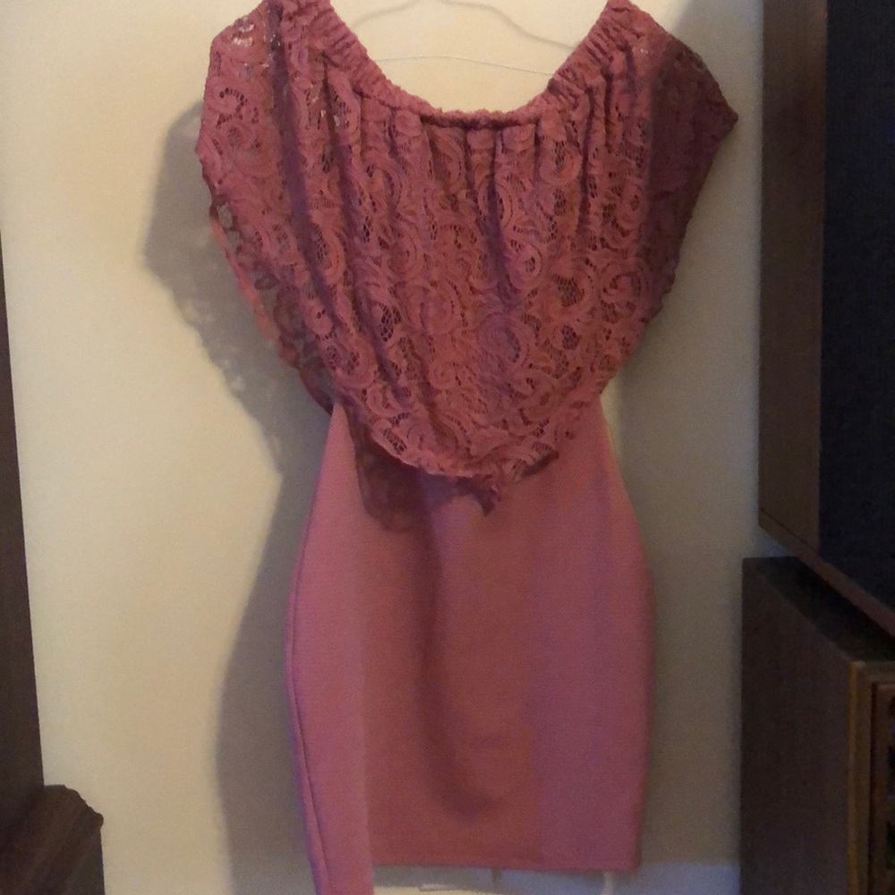 Pink off the shoulder dress